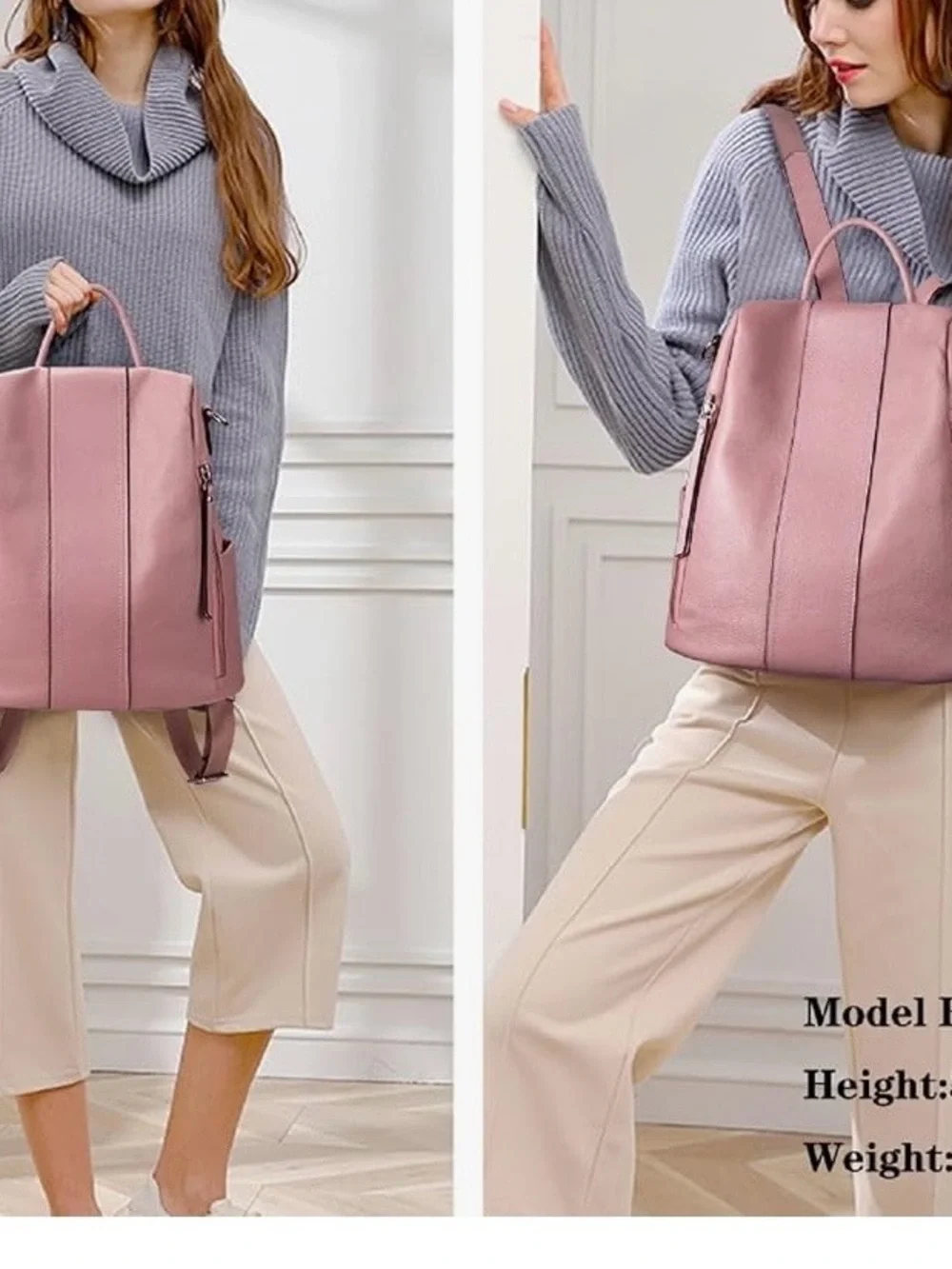 Antitheft Convertible Backpack Purse in Dusty Pink